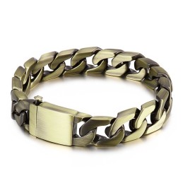 Pulsera De Titanio Y Bronce Para Hombre, Estilo Hip Hop