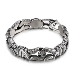Pulsera De Titanio Elegante Con Diseño Geométrico Retro Para Hombre