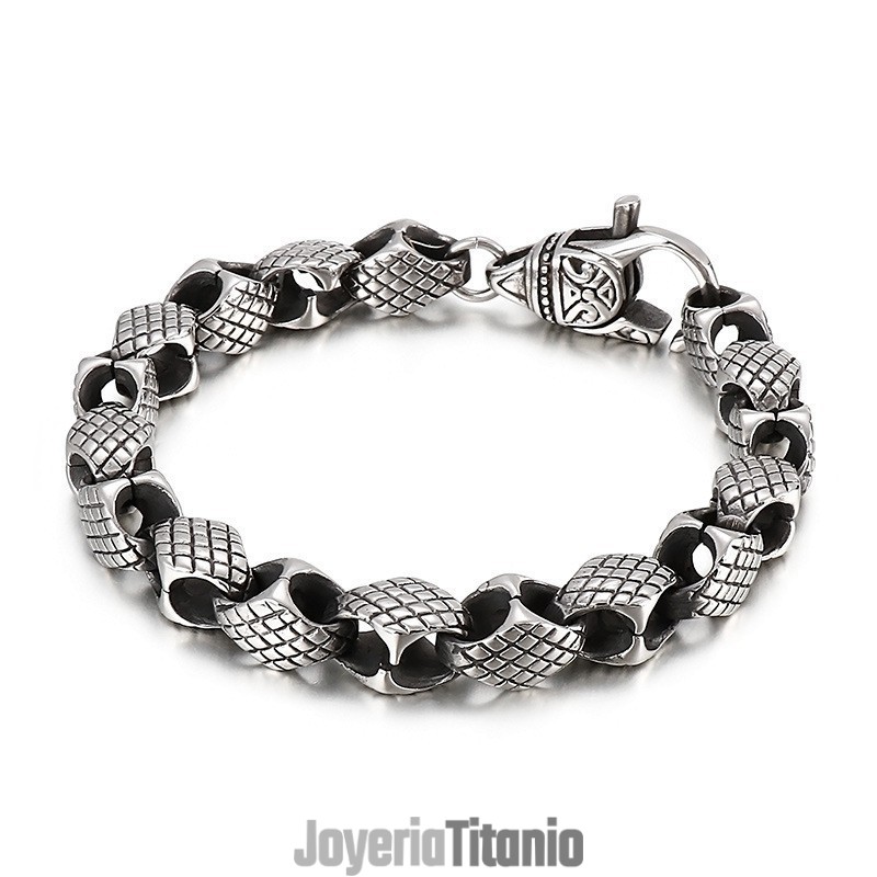 Pulsera De Titanio Elegante Con Diseño Geométrico Retro Para Hombre