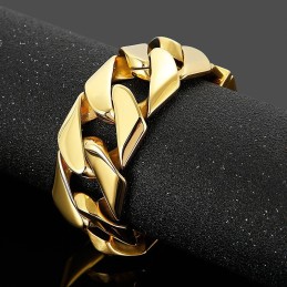 Pulsera De Titanio Hip Hop Moderna De 31 Mm De Ancho Y Oro