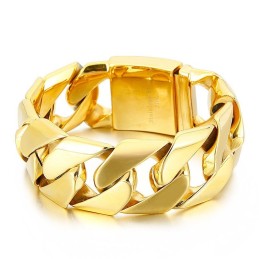 Pulsera De Titanio Hip Hop Moderna De 31 Mm De Ancho Y Oro