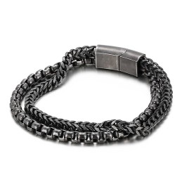 Pulsera De Titanio Cuadrada De Doble Capa Para Hombre