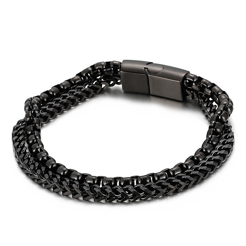 Pulsera De Titanio Cuadrada De Doble Capa Para Hombre Pulsera De Titanio Cuadrada De Doble Capa Para Hombre