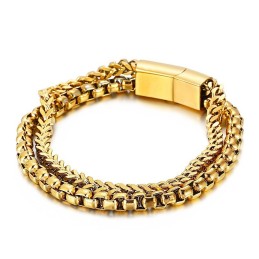 Pulsera De Titanio Cuadrada De Doble Capa Para Hombre