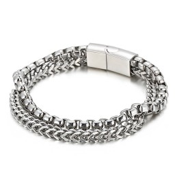 Pulsera De Titanio Cuadrada De Doble Capa Para Hombre