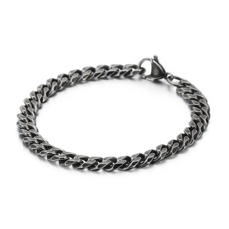 Pulsera De Titanio Vintage Con Diseño Plano Y Accesorios Para Hombre.
