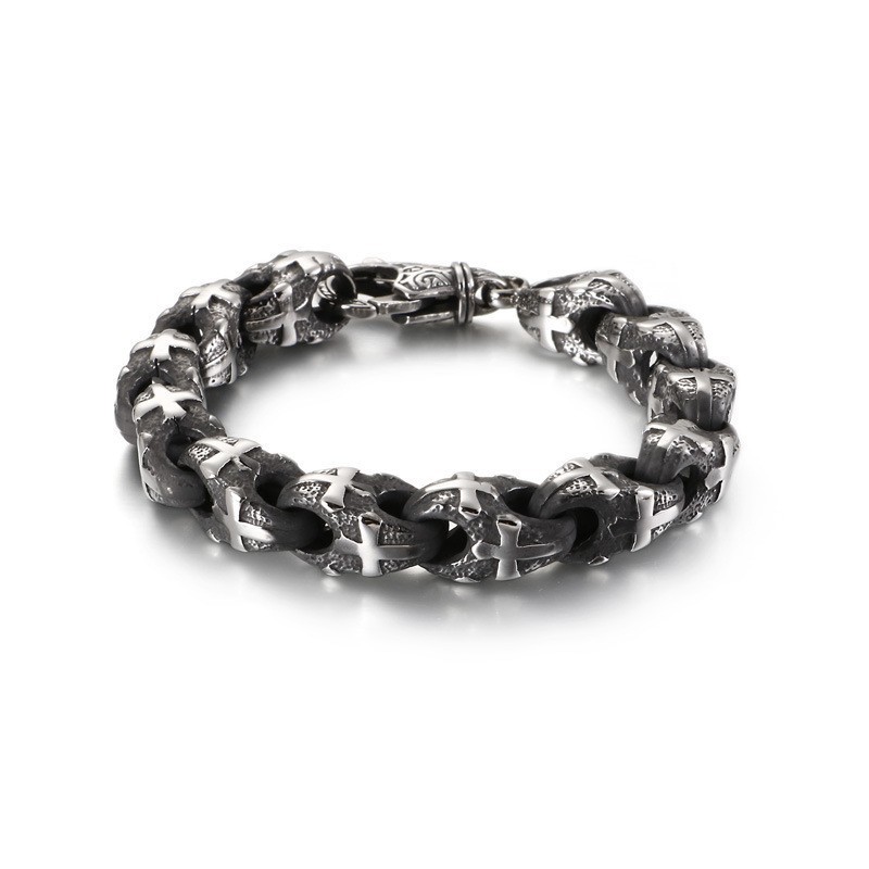Pulsera De Titanio Con Cadena De Motociclista Vintage Estilo Rockero Pulsera De Titanio Con Cadena De Motociclista Vintage Estilo Rockero