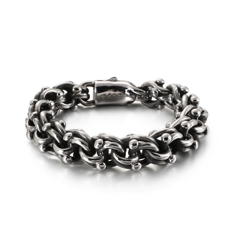 Pulsera De Titanio Con Cadena De Motociclista Vintage Estilo Rockero Pulsera De Titanio Con Cadena De Motociclista Vintage Estilo Rockero