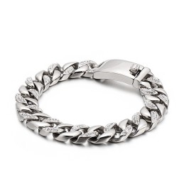 Pulsera De Titanio Para Hombre Con Diamantes En Oro De 18 Quilates.