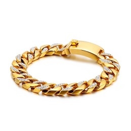 Pulsera De Titanio Para Hombre Con Diamantes En Oro De 19 Quilates.