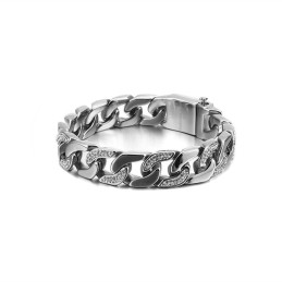 Pulsera De Titanio Para Hombre Con Diamantes Y Estilo Hip Hop Exagerado.