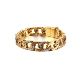 Pulsera De Titanio Exagerada Para Hombre Con Diamantes Estilo Hip-Hop