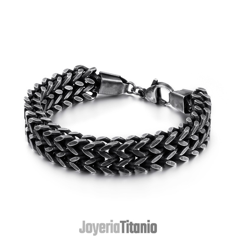 Pulsera De Titanio Con Cadena Overlord De Doble Capa En Forma De V Para Hombre