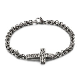 Collar Con Cruz De Titanio Para Hombre. Pulsera De Titanio Para Hombre.