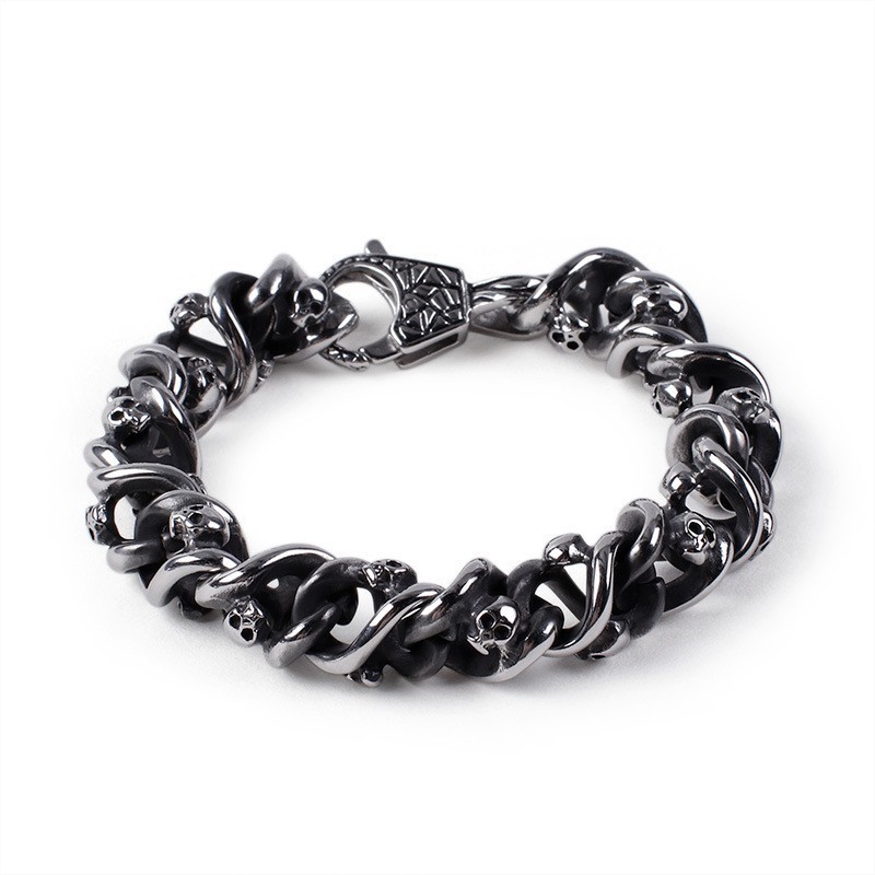 Pulsera De Calavera De Titanio Moderna Y Elegante Para Hombre