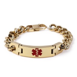 Pulsera De Titanio Para Hombre Con Logotipo Médico Rojo De Marca Curva De Edición De Moda