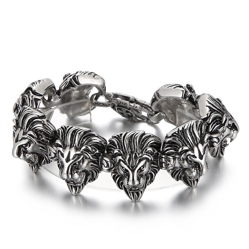 Pulsera De Titanio Con Cabeza De León Y Animal Salvaje Alternativo Pulsera De Titanio Con Cabeza De León Y Animal Salvaje Alternativo