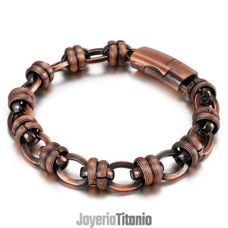 Pulsera Vintage De Bronce Ovalada De Titanio Para Hombre