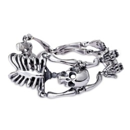 Pulsera Vintage De Titanio Con Calavera Y Huesos Exagerados Para Hombre