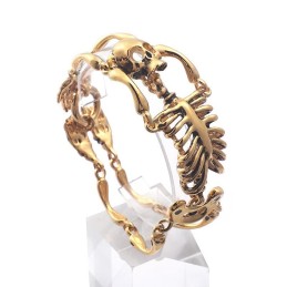 Pulsera Vintage De Titanio Con Calavera Y Huesos Exagerados Para Hombre