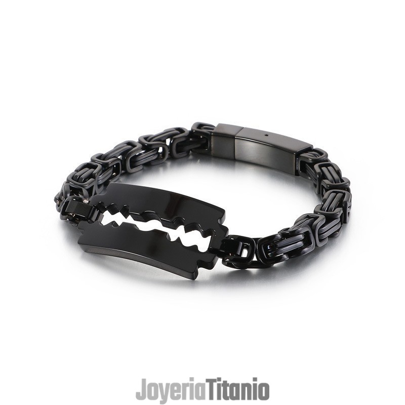 Cadena De Titanio Emperor Con Hoja Curva Y Placa Tide Jewelry