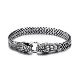 Pulsera De Titanio Con Serpiente De Dos Cabezas, Estilo Vintage Y Moderno, Para Hombre.