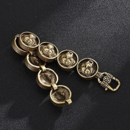 Pulsera Vintage De Titanio Con Cabeza De Tigre Redonda Para Hombre