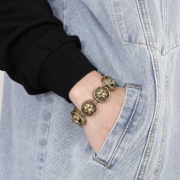Pulsera Vintage De Titanio Con Cabeza De Tigre Redonda Para Hombre