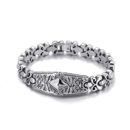 Pulsera De Titanio Con Forma De Diamante De La Marca Flower Bay Para Hombre