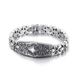 Pulsera De Titanio Con Forma De Diamante De La Marca Flower Bay Para Hombre