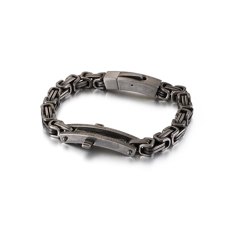 Pulsera De Titanio Con Cruz Curvada Para Hombre
