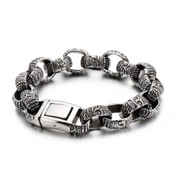 Pulsera De Titanio Con Cabeza De Buda Cuadrada Para Hombre
