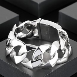 Pulsera De Titanio Pulida A Mano Para Hombre.