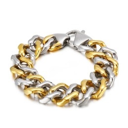 Pulseras De Oro Para Hombre, Pulsera De Pulido De Cuatro Lados, Joyería