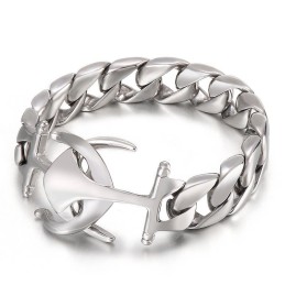 Pulsera De Titanio Con Ancla De Barco Y Viento Para Hombre