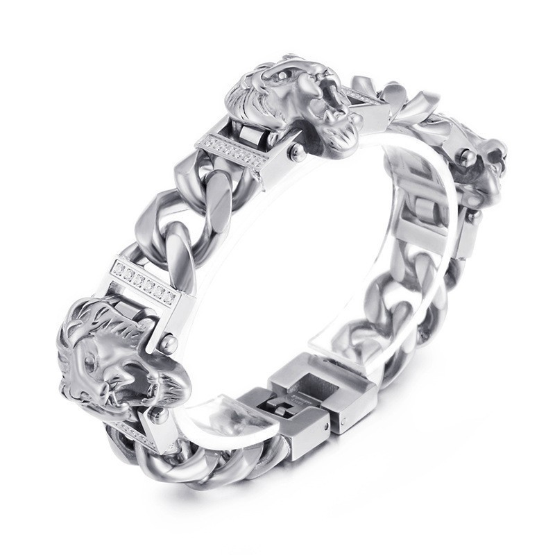 Pulsera Con Cabeza De León Para Hombre, Estilo Hip Hop, Baile Callejero, Joyería De Titanio. Pulsera Con Cabeza De León Para Hombre, Estilo Hip Hop, Baile Callejero, Joyería De Titanio.