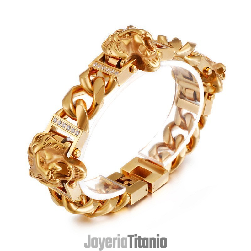 Pulsera Con Cabeza De León, Pulsera De Hip Hop, Baile Callejero, Joyería Masculina De Titanio.