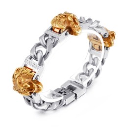 Pulsera Con Cabeza De León, Pulsera De Hip Hop, Baile Callejero, Joyería Masculina De Titanio.
