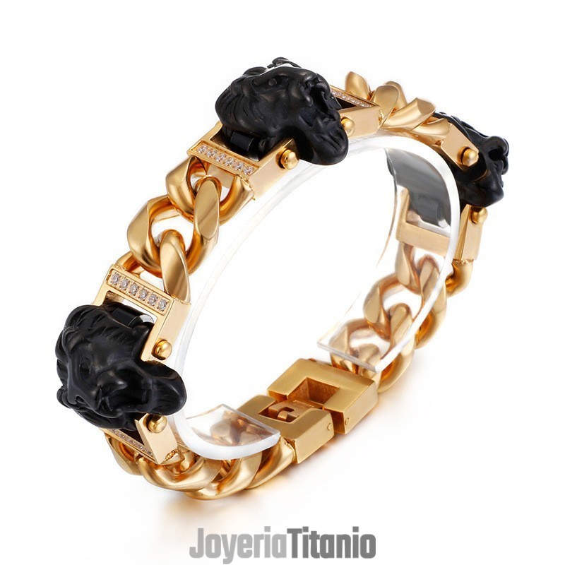 Pulsera Con Cabeza De León, Pulsera De Hip Hop, Baile Callejero, Joyería Masculina De Titanio. Pulsera Con Cabeza De León, Pulsera De Hip Hop, Baile Callejero, Joyería Masculina De Titanio.