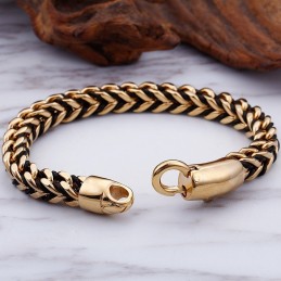 Pulsera De Titanio Con Cuerda Trenzada De Cuero Retro De Nueva Ola
