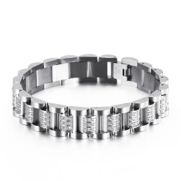 Pulsera De Titanio Para Hombre Con Diamantes Engastados.