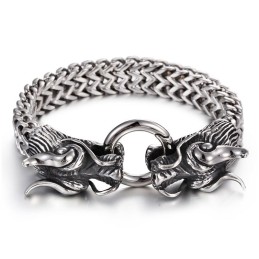 Pulsera Multicapa Para Hombre Con Doble Dragón Y Cierre De Grifo.