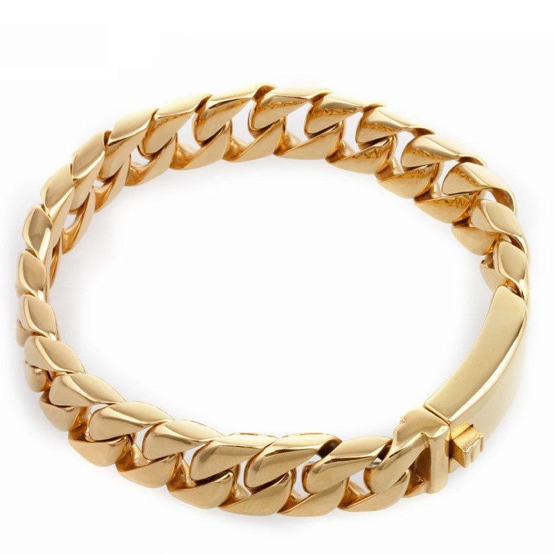 Pulsera De Titanio Para Hombre Con Baño De Oro Galvanizado Pulsera De Titanio Para Hombre Con Baño De Oro Galvanizado
