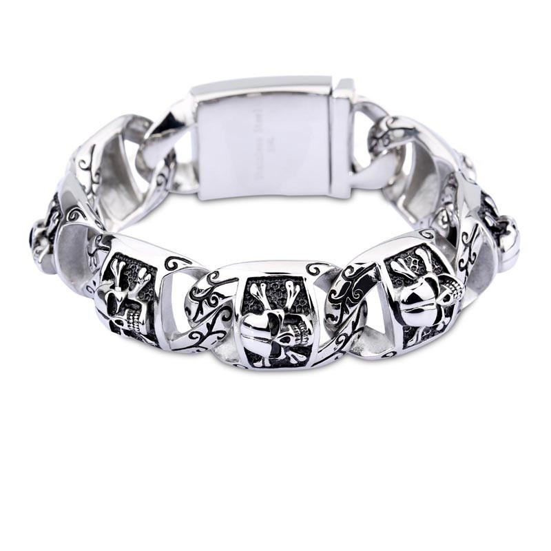 Pulseras De Titanio Estilo Hip Hop Chic Para Hombre, Joyería De Calavera De Sección Gruesa. Pulseras De Titanio Estilo Hip Hop Chic Para Hombre, Joyería De Calavera De Sección Gruesa.