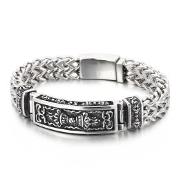 Pulsera De Titanio Para Hombre Con Diseño Curvo Y Patrón De Moda