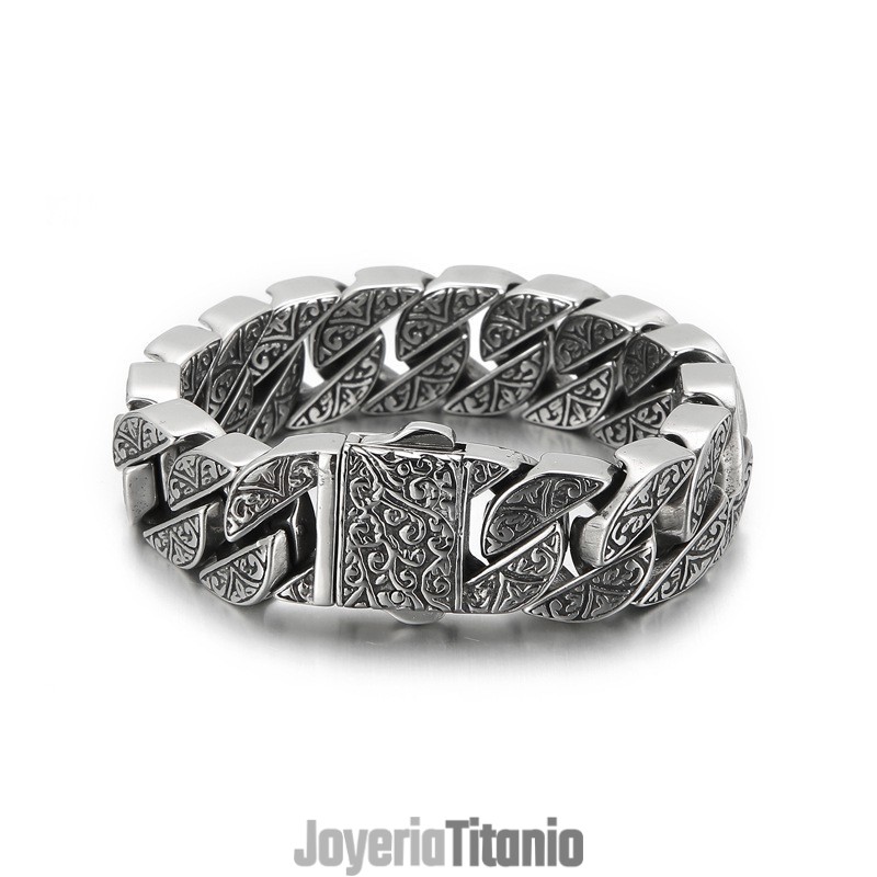 Pulsera De Titanio Con Patrón Fundido Para Hombre