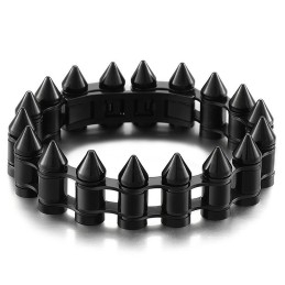 Pulsera De Titanio Estilo Motero Con Cabeza De Bala Para Hombre