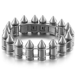Pulsera De Titanio Estilo Motero Con Cabeza De Bala Para Hombre