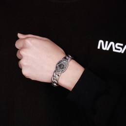 Pulsera De Titanio Masónica Con Placa Redonda Estilo Chic Vintage Para Hombre