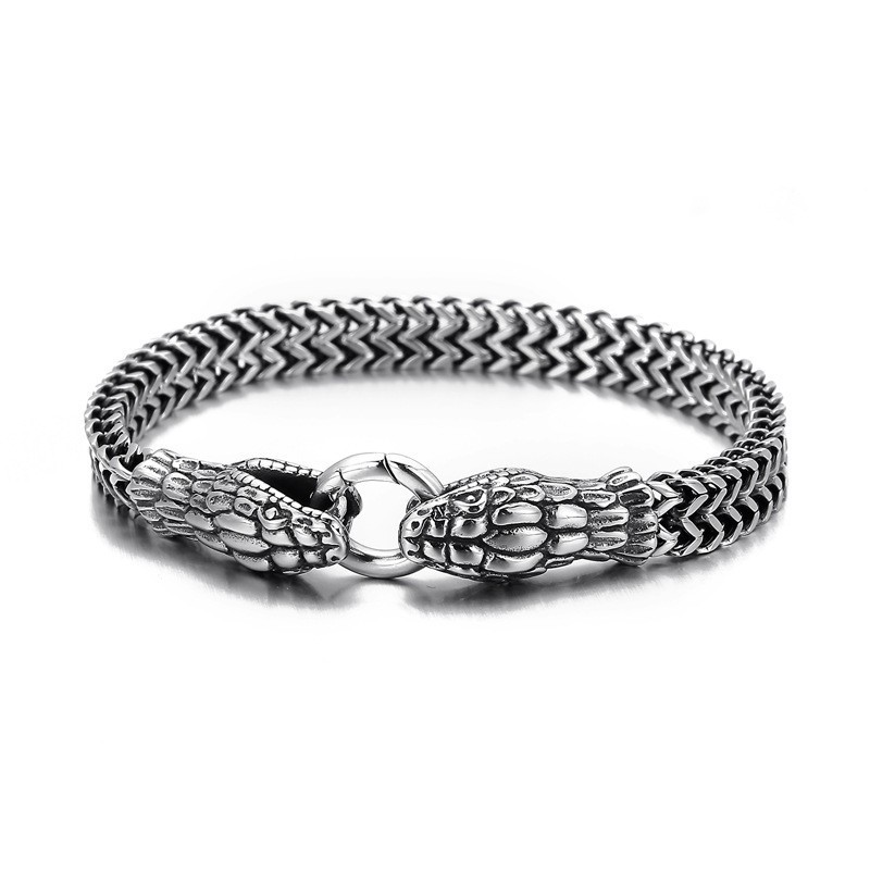 Pulsera De Titanio Con Serpiente De Dos Cabezas, Estilo Vintage Y Moderno, Para Hombre. Pulsera De Titanio Con Serpiente De Dos Cabezas, Estilo Vintage Y Moderno, Para Hombre.